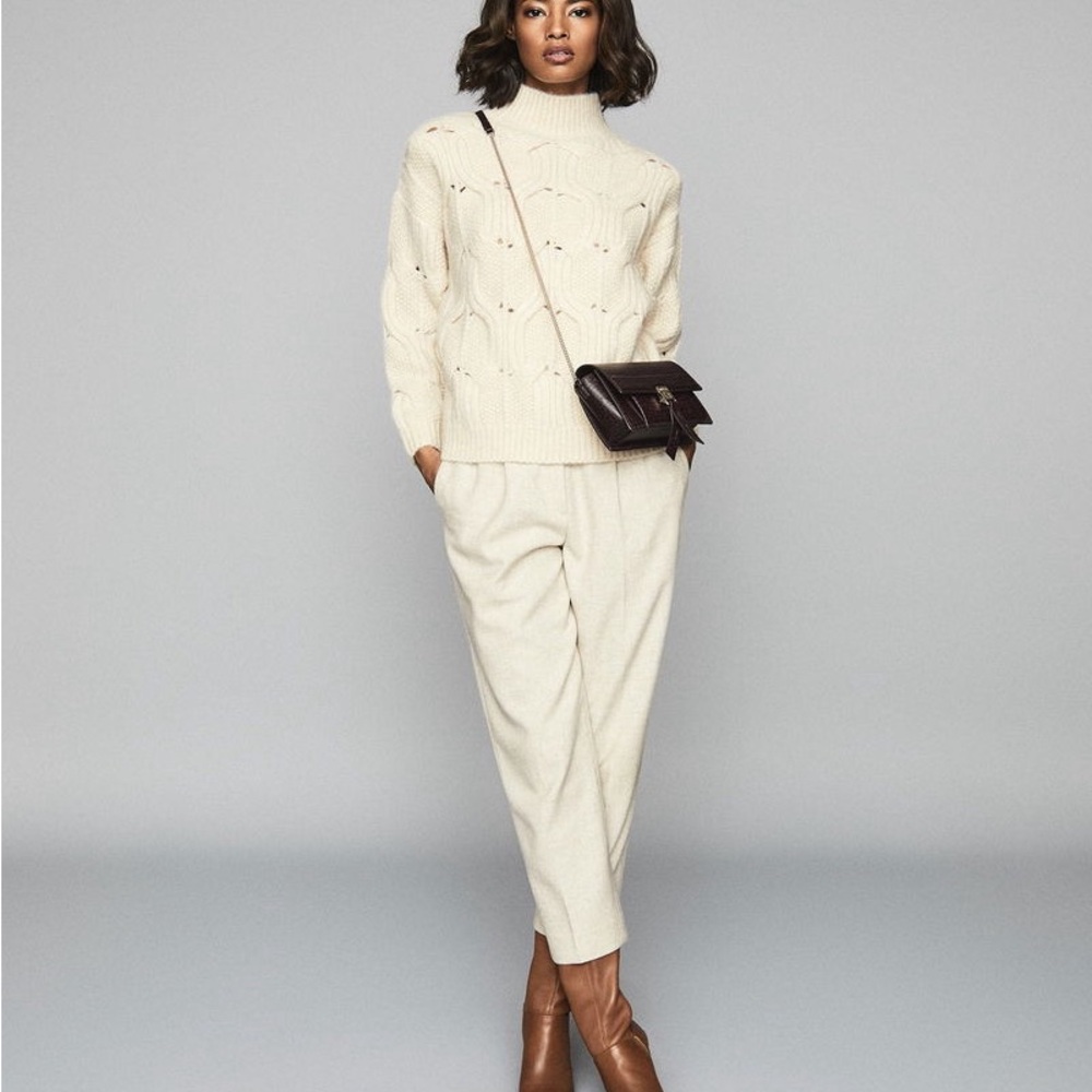 Reiss Cream Textured Turtleneck Sweater - Picture 3 of 6